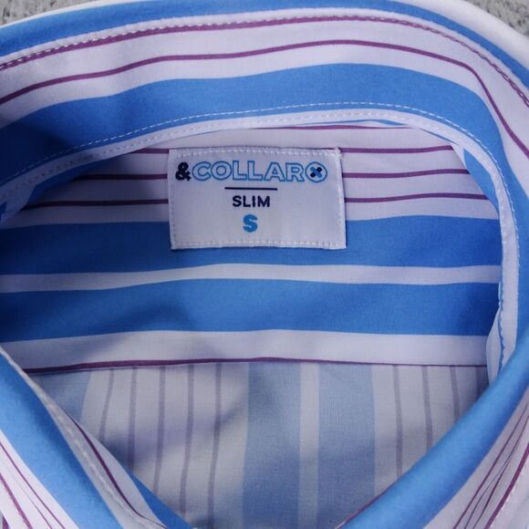 &Collar Shirt Mens Small‎ Multicolored Striped Button Up Oceanside Performance - Picture 3 of 11